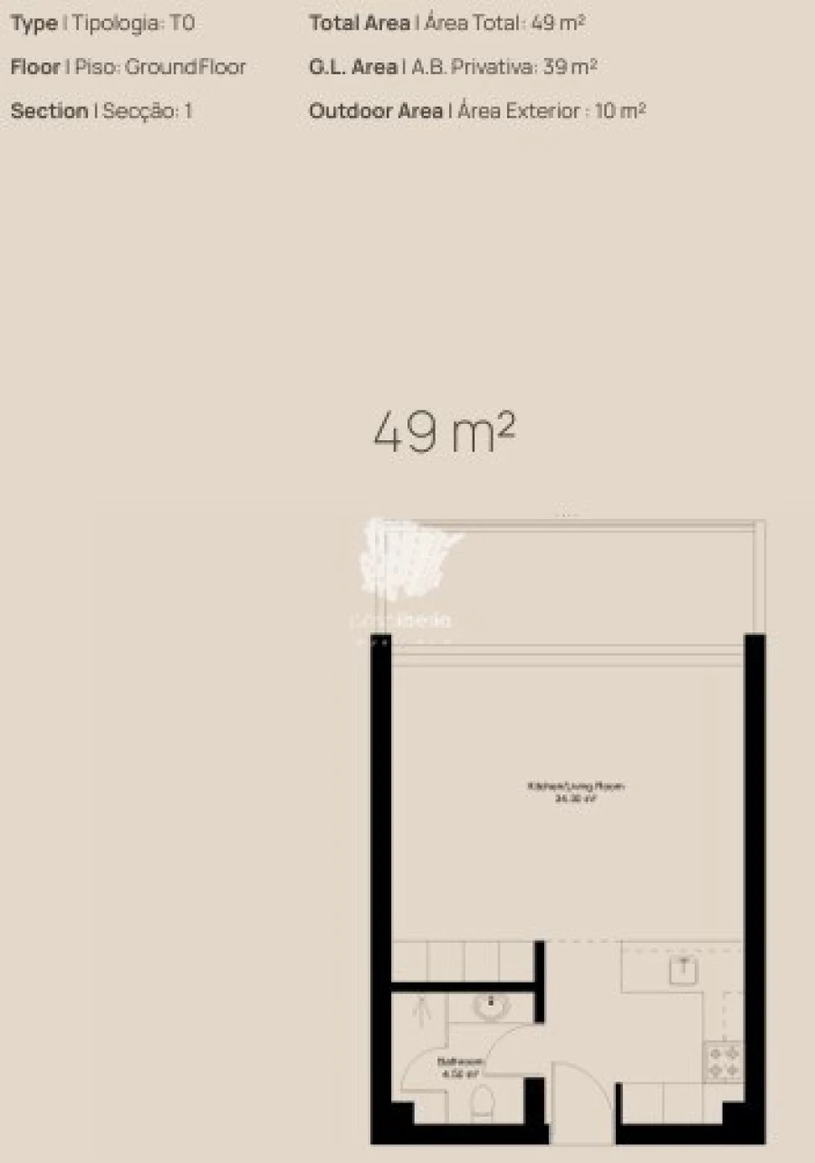 Apartamento T0 para Venda em Lagoa e Carvoeiro Planta 1