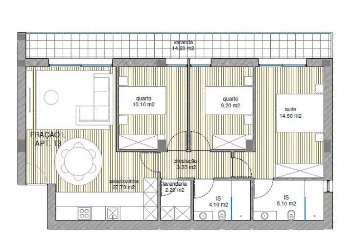 Apartamento T3 para Venda em Adães Planta 1