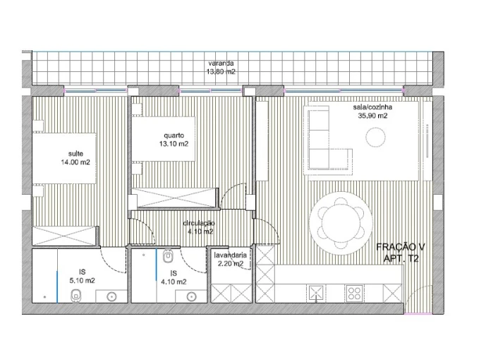 Apartamento T2 para Venda em Adães Planta 1