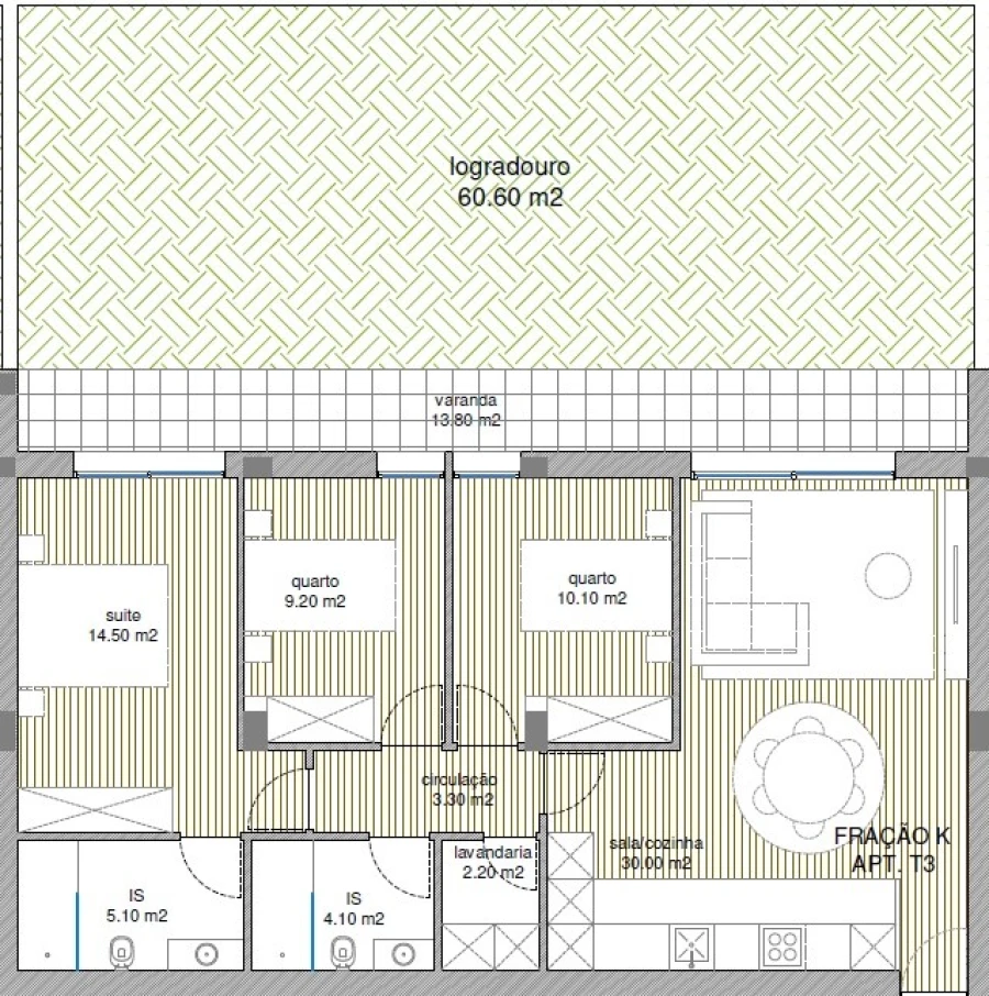 Apartamento T2 para Venda em Adães Planta 1