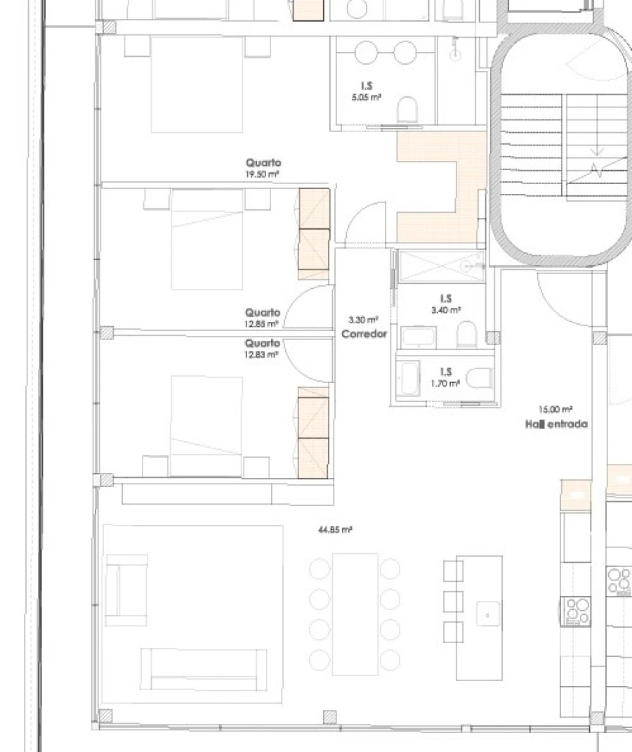 Apartamento T3 para Arrendamento em Matosinhos e Leça da Palmeira Planta 1