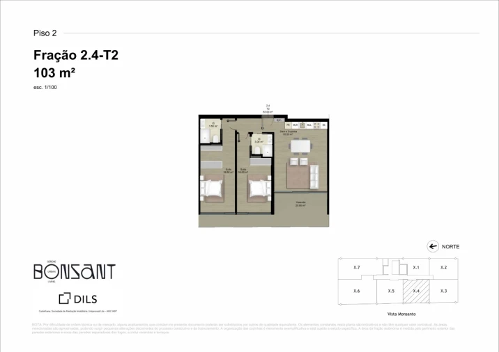 Apartamento T2 para Venda em Campolide Planta 1