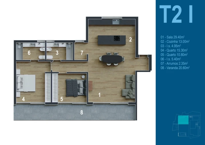 Apartamento T2 para Venda em Funchal (Santa Maria Maior) Planta 1