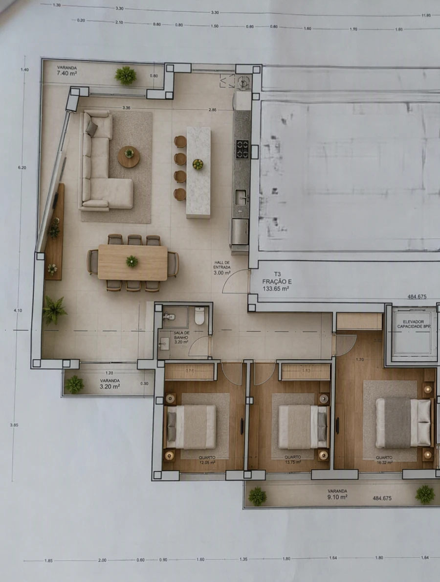 Apartamento T3 para Venda em Viseu Foto 2