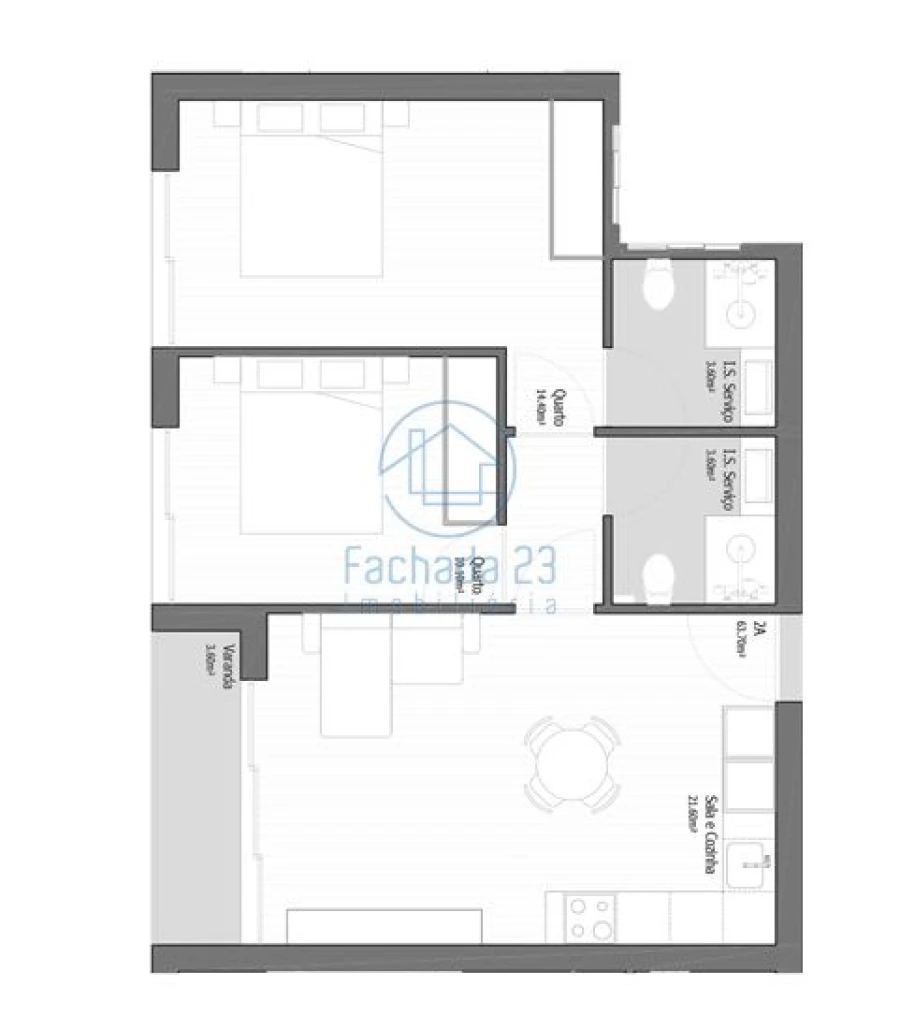 Apartamento T2 para Venda em Ancora Planta 1