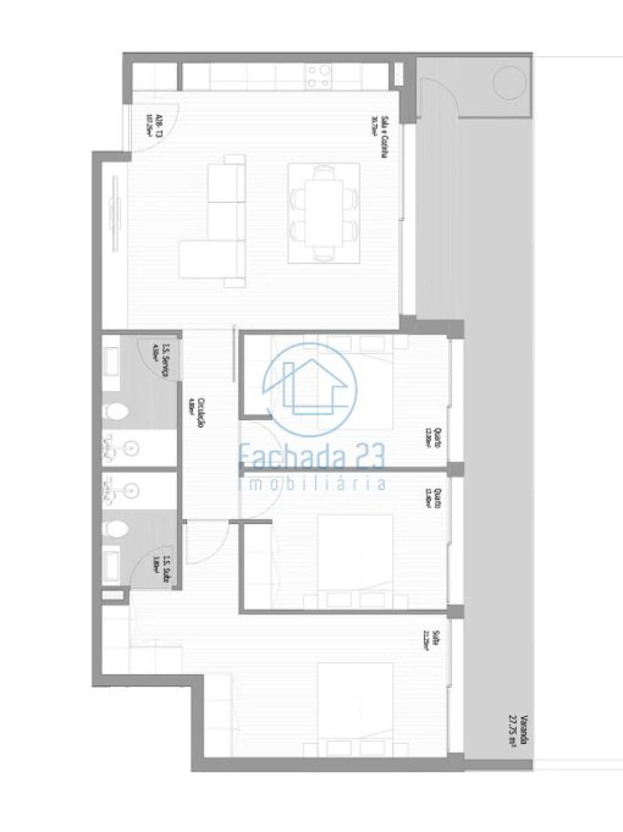 Apartamento T3 para Venda em Fânzeres e São Pedro da Cova Planta 1