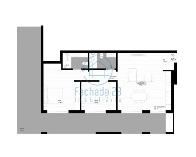 Apartamento T2 para Venda em Pedrouços Planta 1