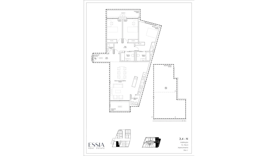 Apartamento T3 para Venda em Gulpilhares e Valadares Planta 1