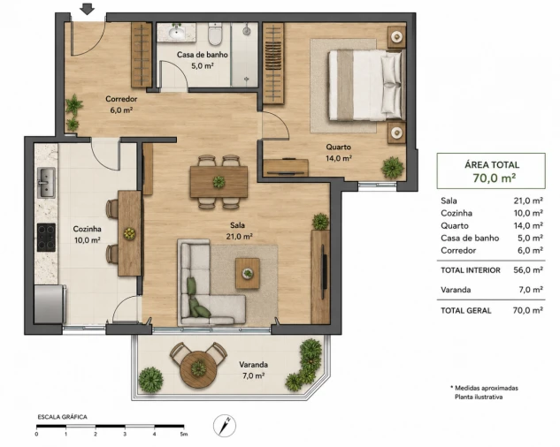 Apartamento T1 para Venda em Armação de Pera Planta 1