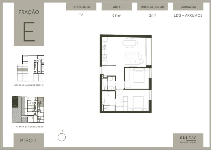 Apartamento T2 para Venda em Matosinhos e Leça da Palmeira Planta 1