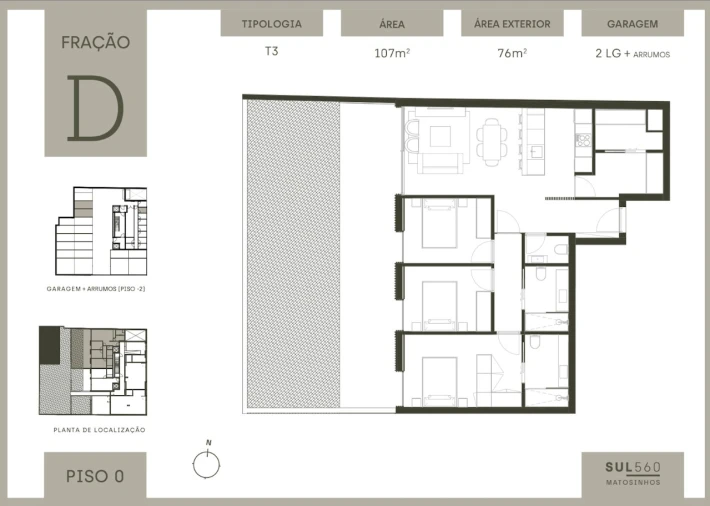Apartamento T3 para Venda em Matosinhos e Leça da Palmeira Planta 1