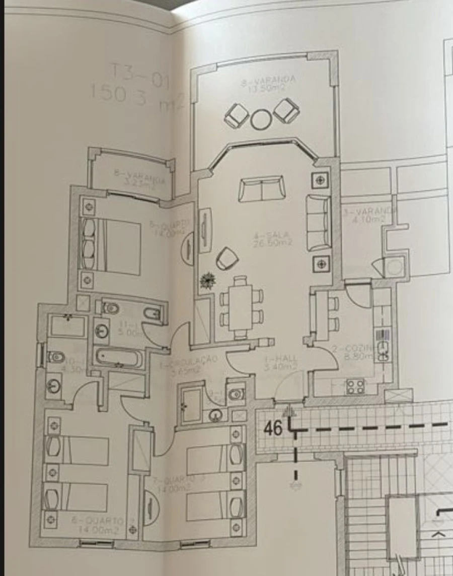 Apartamento T3 para Arrendamento em Quarteira Planta 1