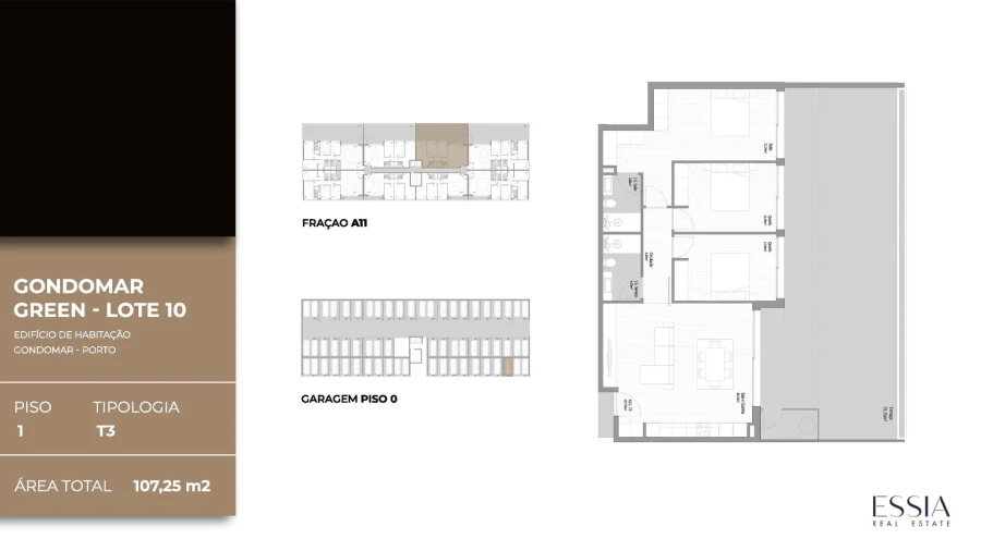 Apartamento T3 para Venda em Fânzeres e São Pedro da Cova Planta 1