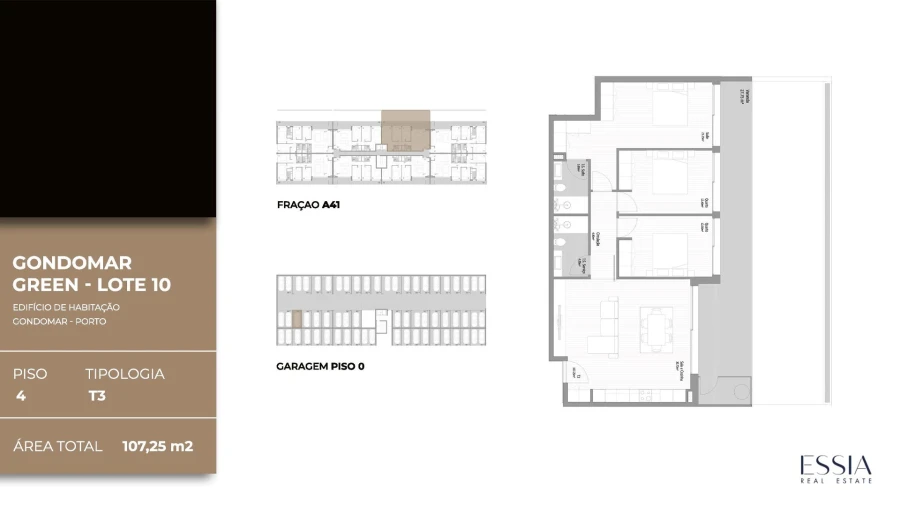 Apartamento T3 para Venda em Fânzeres e São Pedro da Cova Planta 1
