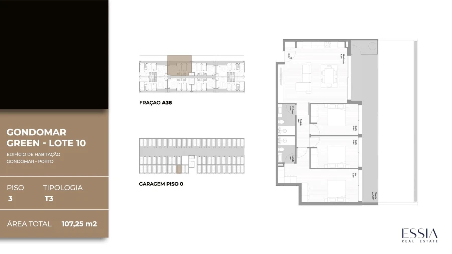 Apartamento T3 para Venda em Fânzeres e São Pedro da Cova Planta 1
