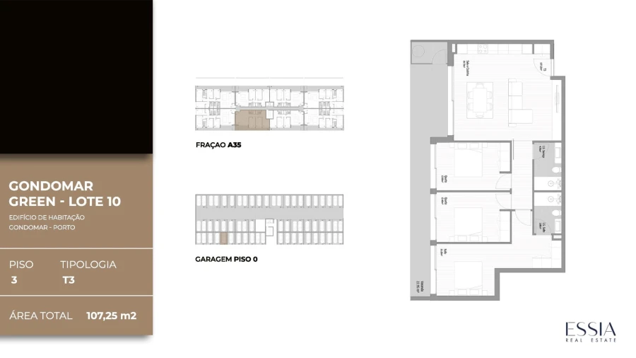 Apartamento T3 para Venda em Fânzeres e São Pedro da Cova Planta 1