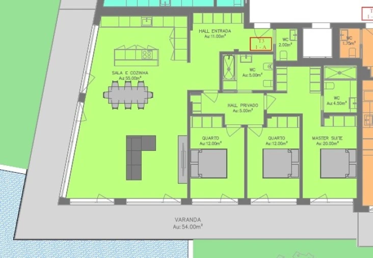 Apartamento T3 para Venda em Ericeira Planta 1