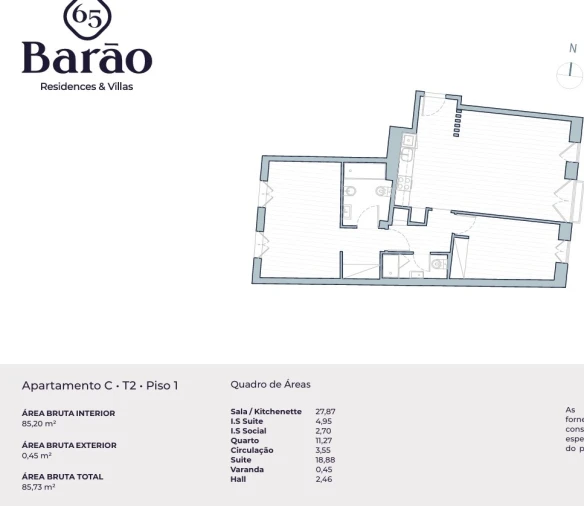 Apartamento T2 para Venda em Areeiro Planta 1