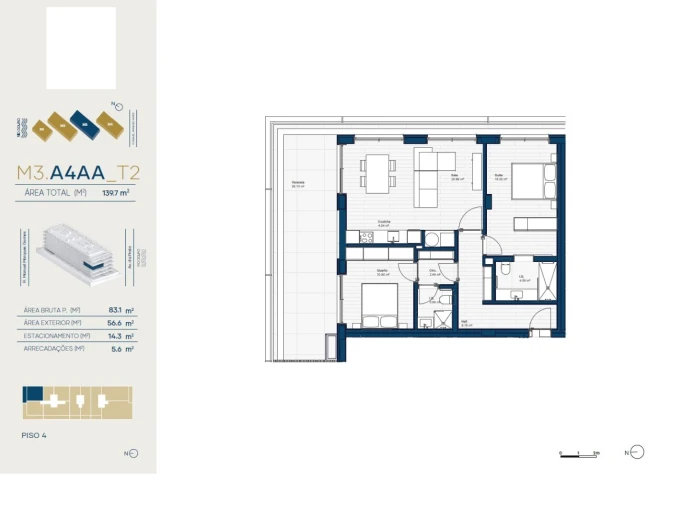 Apartamento T2 para Venda em Santa Marinha e São Pedro da Afurada Planta 1