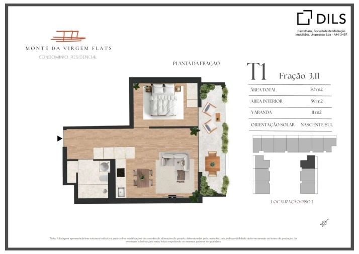 Apartamento T1 para Venda em Vilar de Andorinho Planta 1