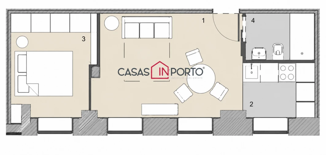 Apartamento T1 para Venda em Cedofeita, Santo Ildefonso, Sé, Miragaia, São Nicolau e Vitória Planta 1