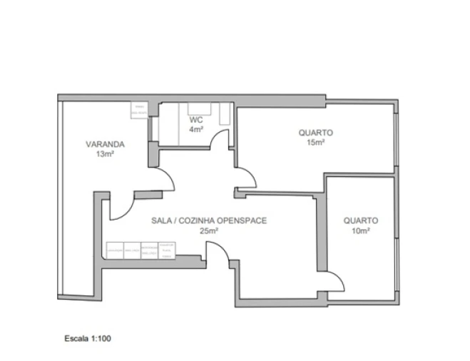 Apartamento T2 para Venda em Agualva e Mira-Sintra Planta 1