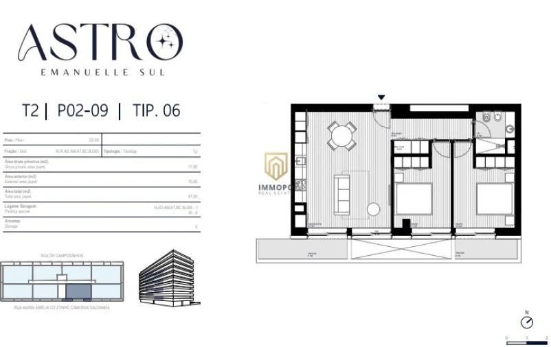 Apartamento T2 para Venda em Matosinhos e Leça da Palmeira Planta 1