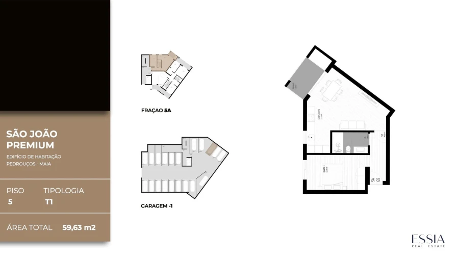 Apartamento T1 para Venda em Pedrouços Planta 1