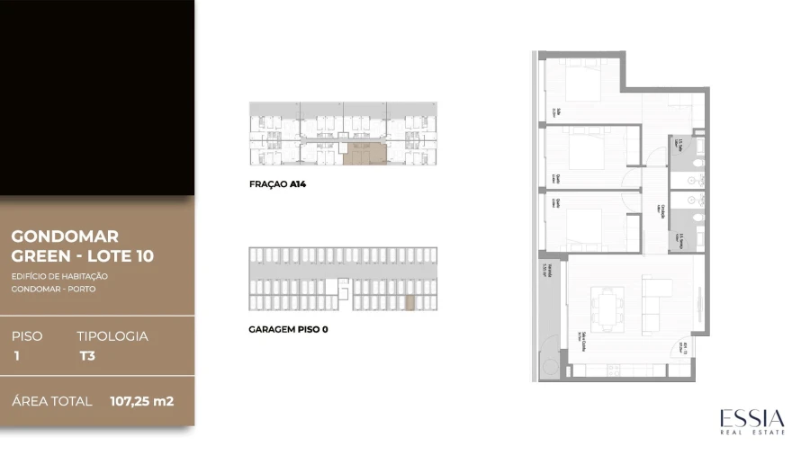 Apartamento T3 para Venda em Fânzeres e São Pedro da Cova Planta 1