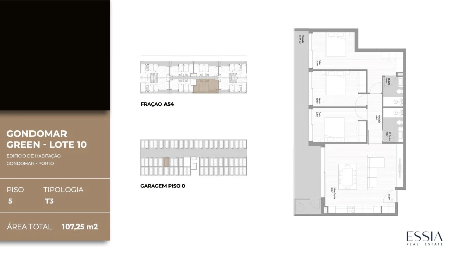 Apartamento T3 para Venda em Fânzeres e São Pedro da Cova Planta 1