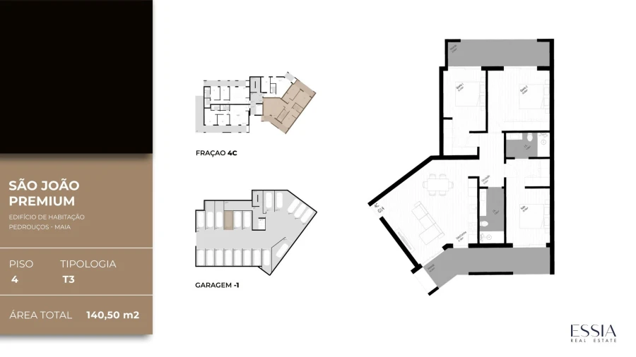 Apartamento T3 para Venda em Pedrouços Planta 1