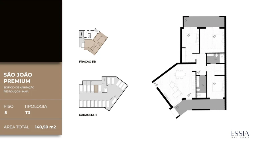 Apartamento T3 para Venda em Pedrouços Planta 1