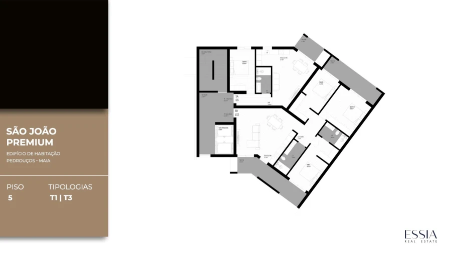 Apartamento T3 para Venda em Pedrouços Planta 2