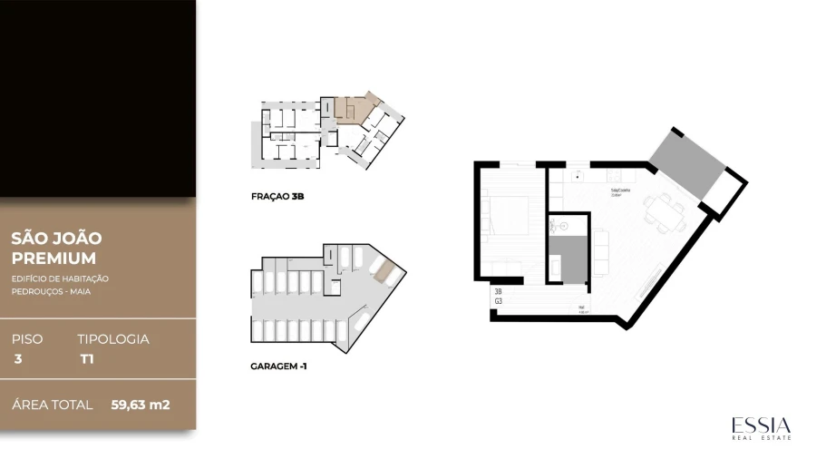 Apartamento T1 para Venda em Pedrouços Planta 1