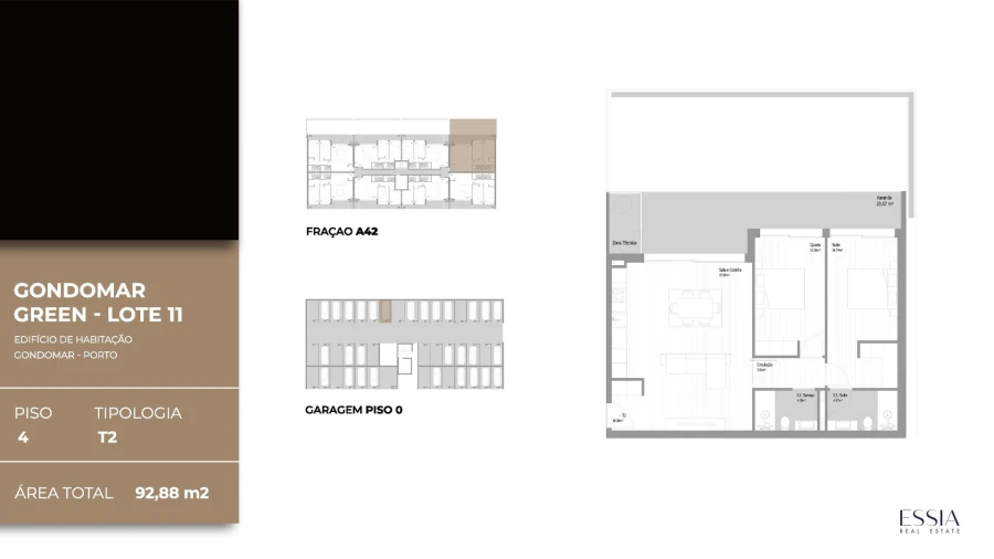 Apartamento T2 para Venda em Fânzeres e São Pedro da Cova Planta 1