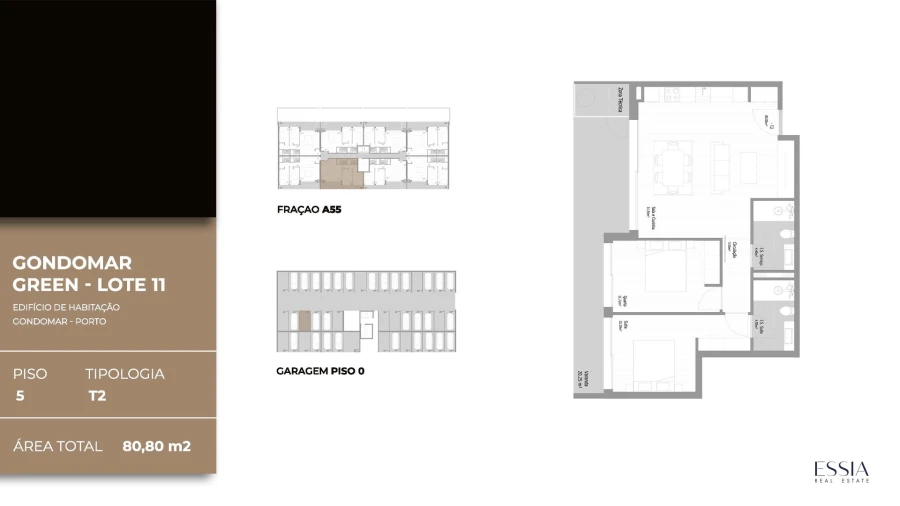 Apartamento T2 para Venda em Fânzeres e São Pedro da Cova Planta 1