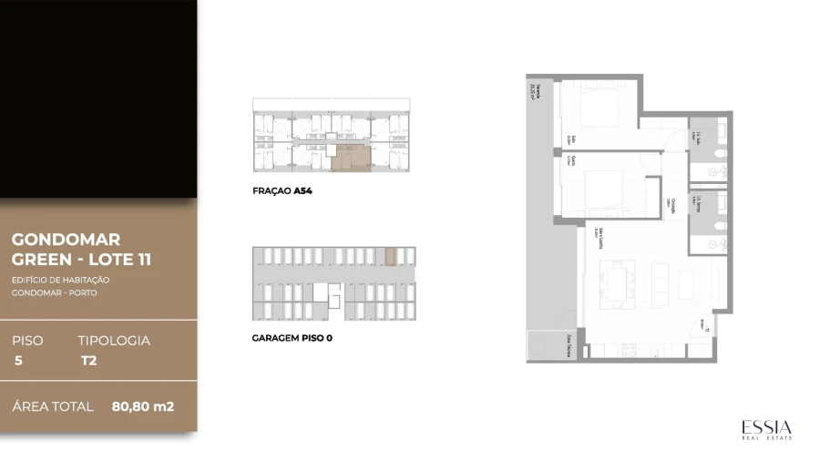 Apartamento T2 para Venda em Fânzeres e São Pedro da Cova Planta 1