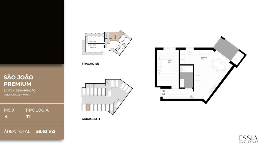 Apartamento T1 para Venda em Pedrouços Planta 1
