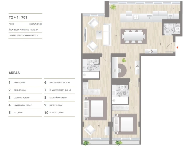 Apartamento T2 para Venda em Estrela Planta 1
