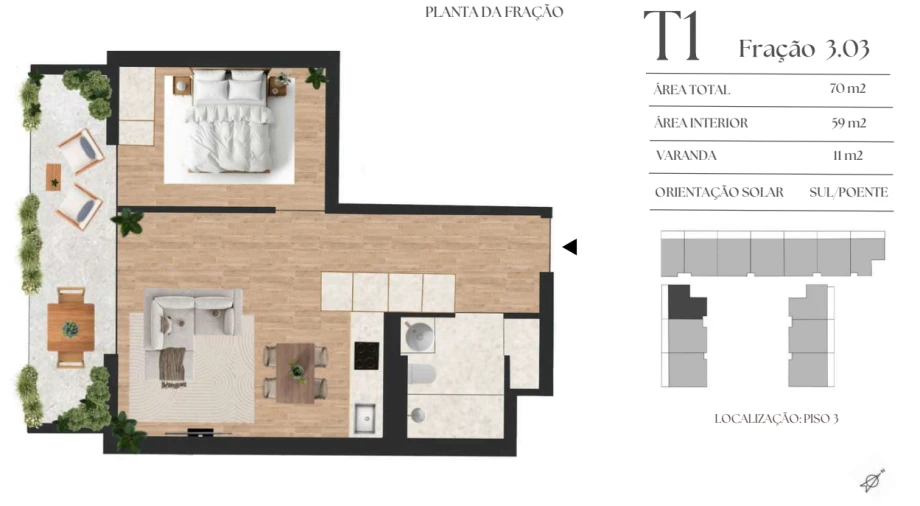 Apartamento T1 para Venda em Vilar de Andorinho Planta 1