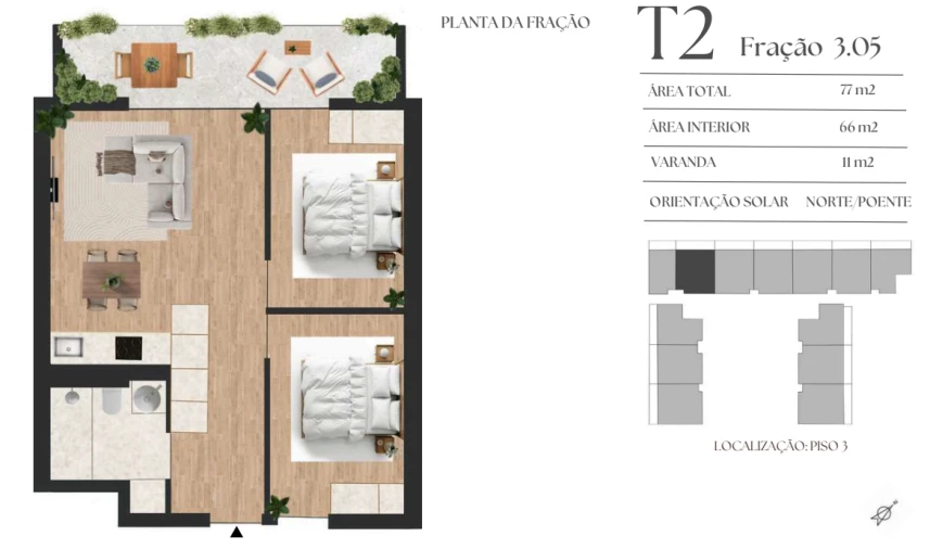 Apartamento T2 para Venda em Vilar de Andorinho Planta 1
