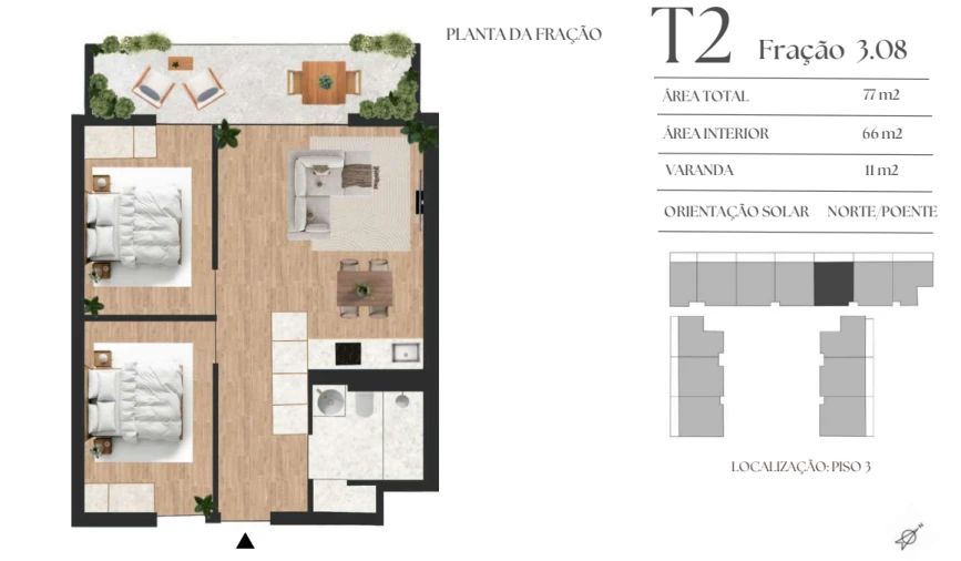 Apartamento T2 para Venda em Vilar de Andorinho Planta 1