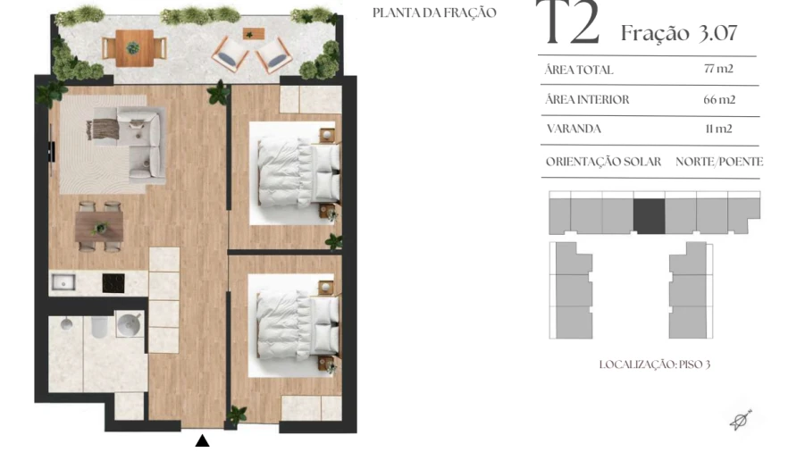 Apartamento T2 para Venda em Vilar de Andorinho Planta 1