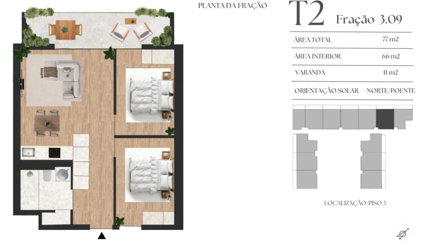 Apartamento T2 para Venda em Vilar de Andorinho Planta 1