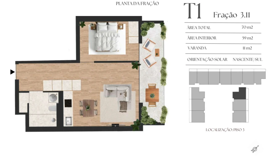 Apartamento T2 para Venda em Vilar de Andorinho Planta 1
