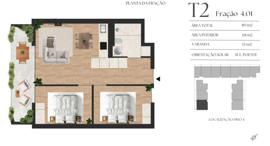 Apartamento T2 para Venda em Vilar de Andorinho Planta 1