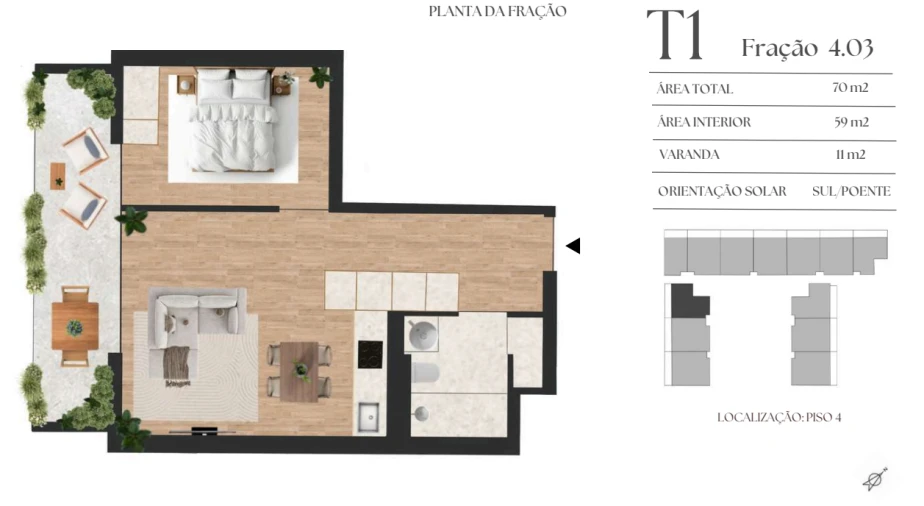Apartamento T1 para Venda em Vilar de Andorinho Planta 1