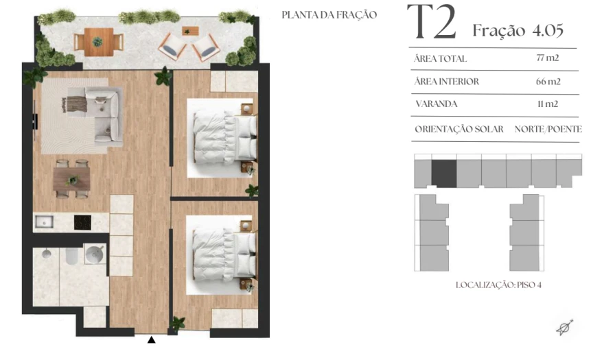 Apartamento T2 para Venda em Vilar de Andorinho Planta 1