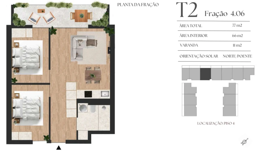 Apartamento T2 para Venda em Vilar de Andorinho Planta 1