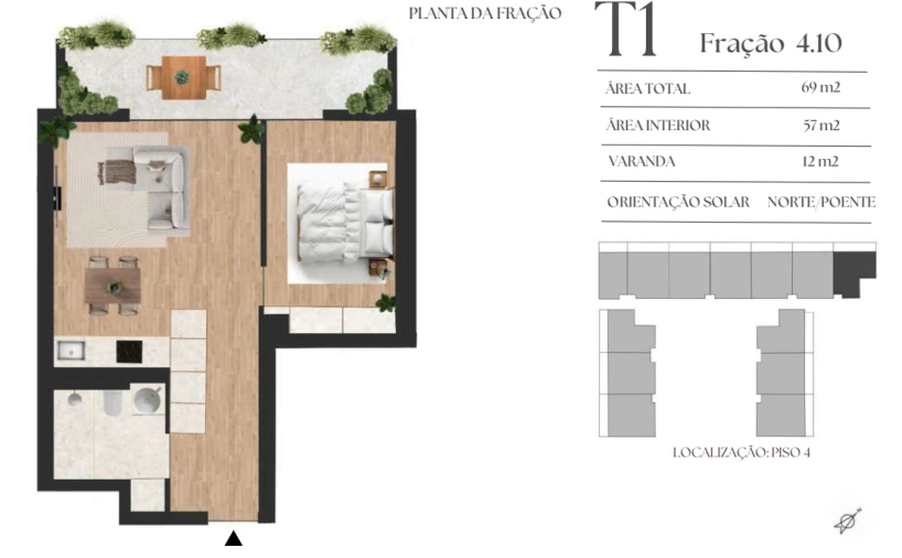 Apartamento T2 para Venda em Vilar de Andorinho Planta 1